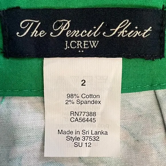 J Crew Green Medallion Cotton The Pencil Straight Skirt 2 - Picture 4 of 5